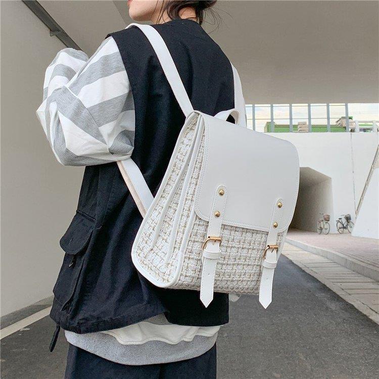 Korean women's large capacity backpack 2020 autumn and winter new fashion woolen backpack simple and versatile travel ba
