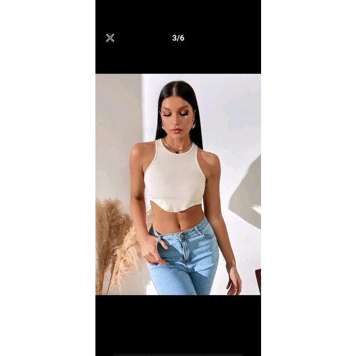 Áo ba lỗ croptop nữ ôm body khoét nách sâu HAGA cổ tròn vải tăm lạnh ABLVB35