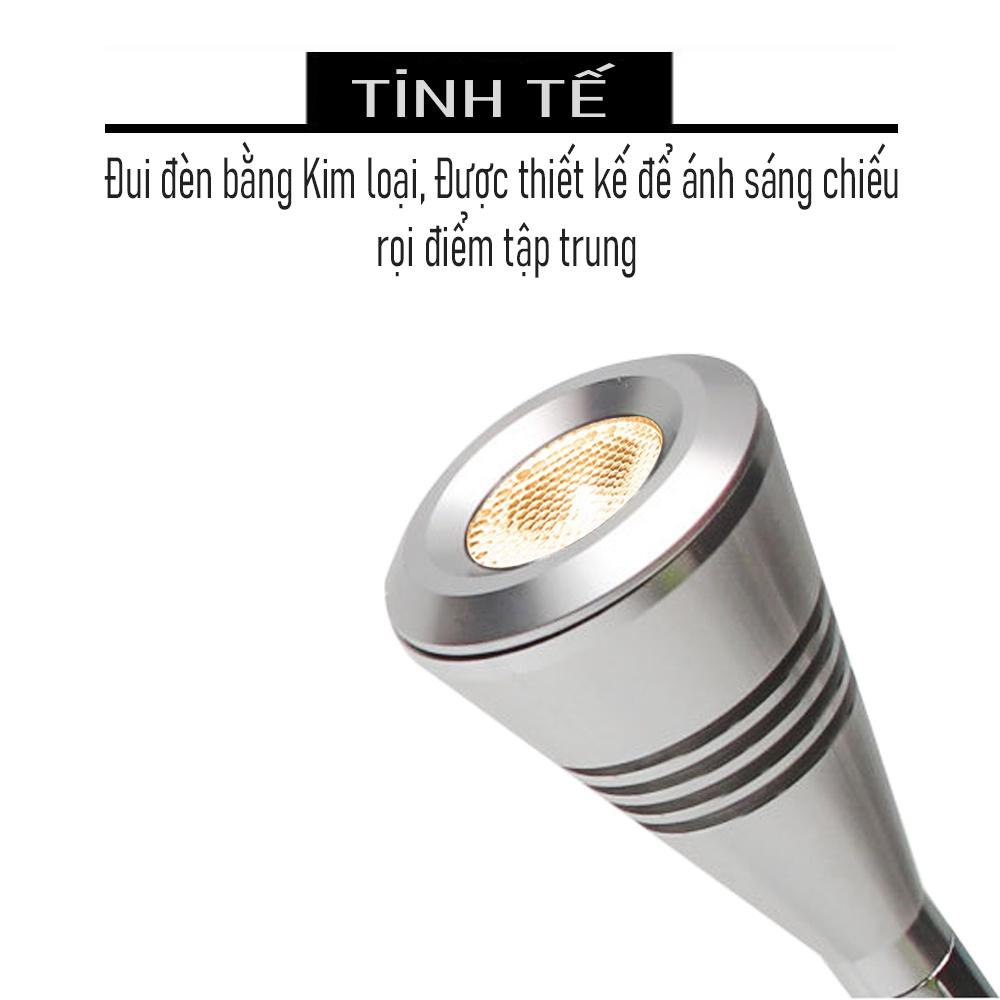 Đèn đọc sách gắn tường Led VITAGE 3W-220V, Ánh sáng vàng chiếu rọi điểm, tích hợp đèn Soi tranh trang trí phòng khách