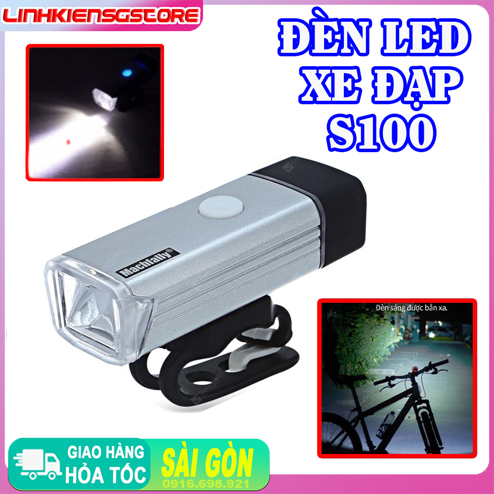 Đèn led xe đạp siêu sáng S100 nhôm cao cấp Đèn xe