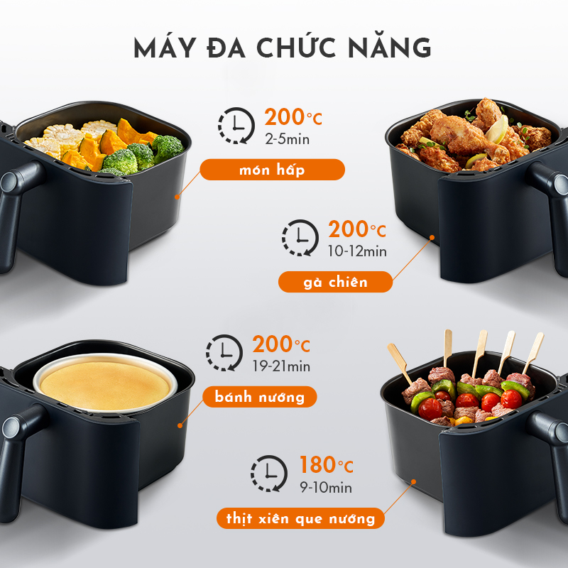 Nồi chiên không dầu dung tích 4-5L GAABOR Cao Cấp công suất 1400W - Hàng chính hãng