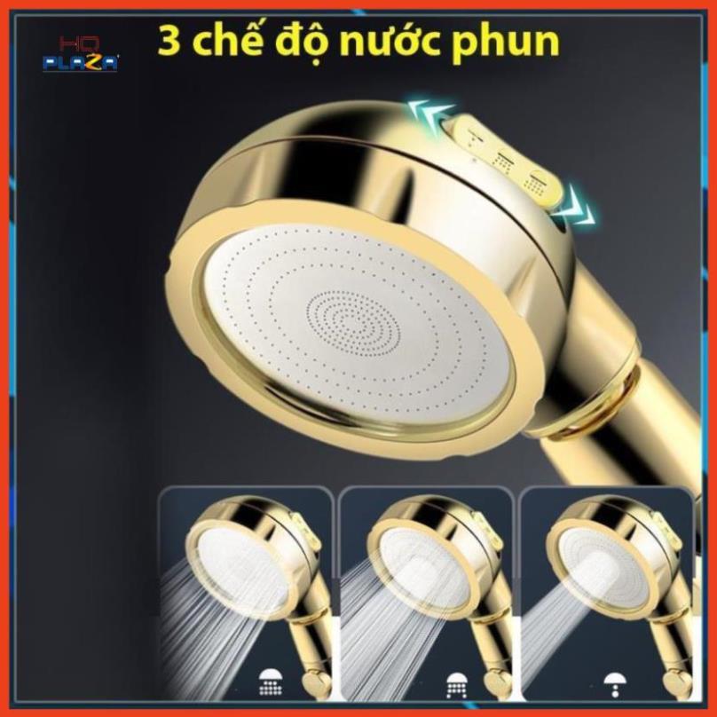 Vòi Sen Tăng áp Có Nút Khóa Nước 3 chế độ Phun, Xoay 360 độ Hàng Xịn - Vàng Gold 206783