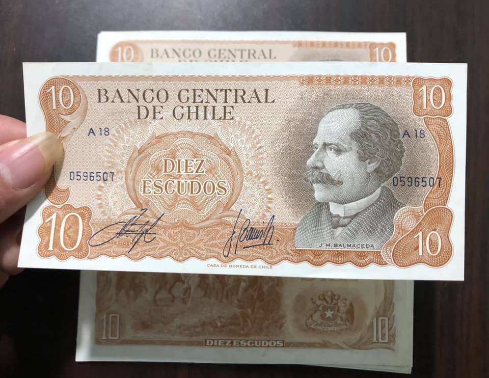 01 tờ tiền cổ 10 Escudos Chile sưu tầm