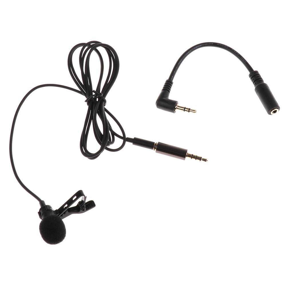 3.5mm Lapel Clip-on Microphone+Right Angle Adapter Cable+Adapter Converter for Smartphone Phone