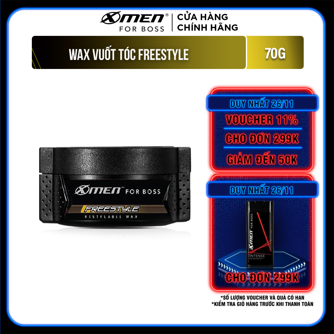 Sáp vuốt tóc X-Men For Boss Wax FREESTYLE - Vuốt nhẹ tự nhiên 70g