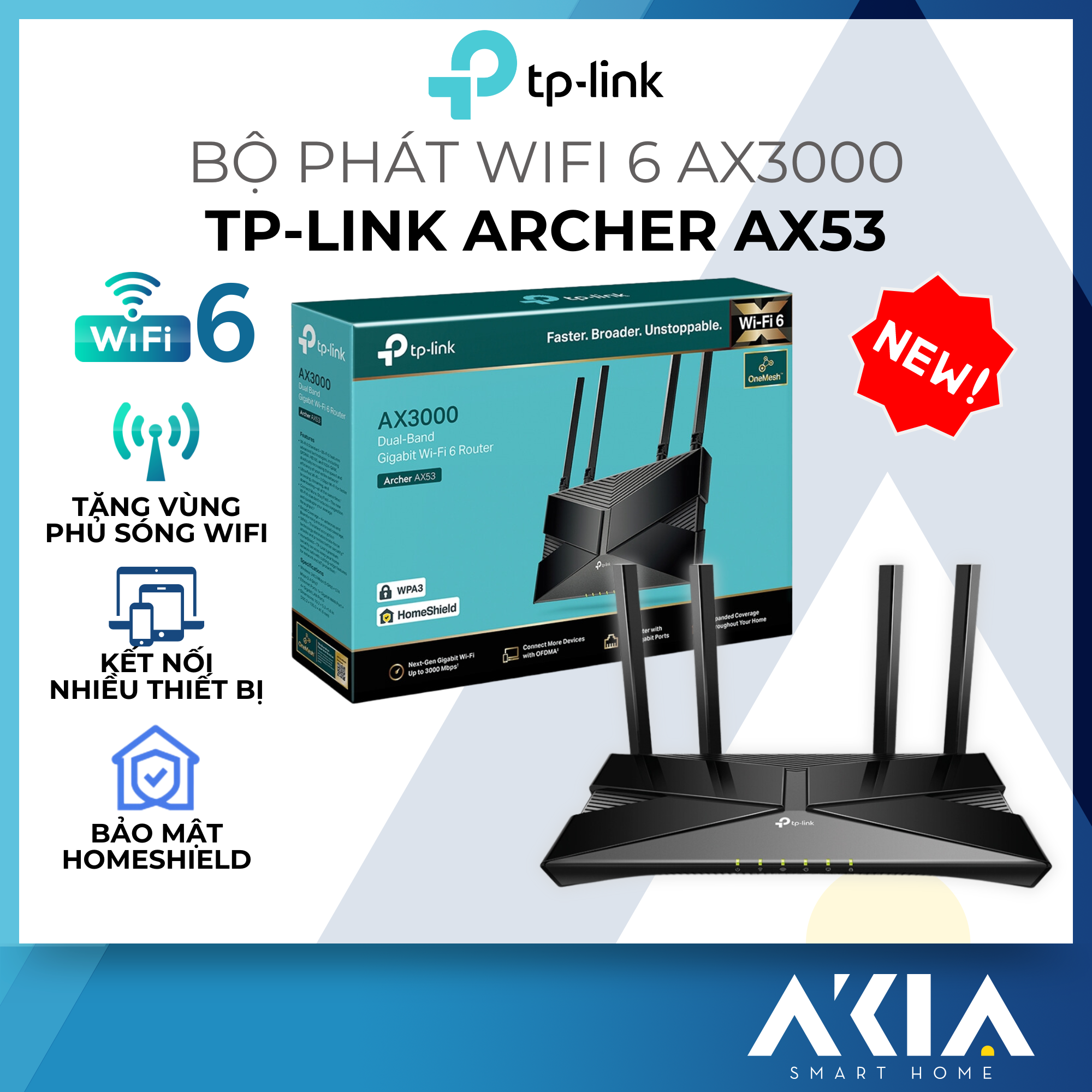 Router WIFI 6 AX3000 TP-Link Archer AX53 - HÀNG CHÍNH HÃNG