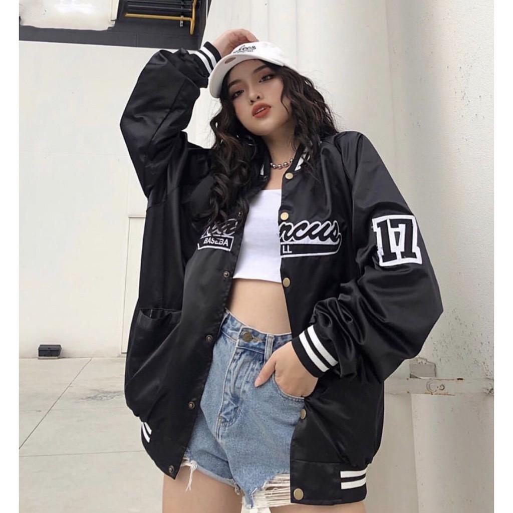 Áo Khoác Dù BOMBER MAR.CUS. Đen/Trắng Unisex (hình thật)