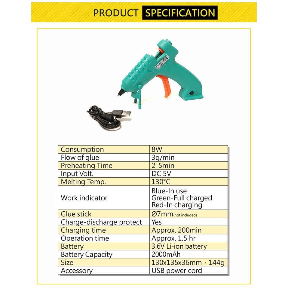 Súng bắn keo dùng pin sạc Pro'skit GK-361U