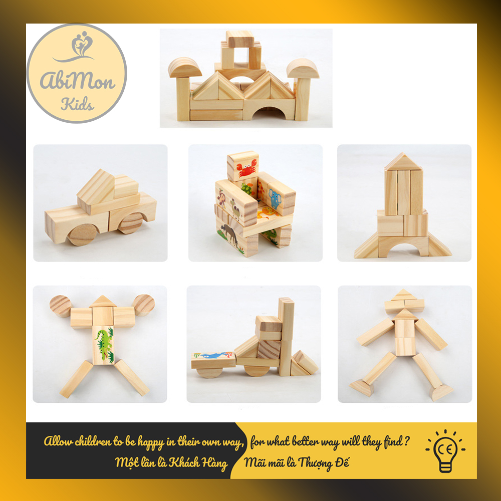 Bộ Xếp Hình Gỗ Thành Phố Cho Bé (120 chi tiết mẫu MỚI - 160 chi tiết mẫu cũ) || Montessori cao cấp || Đồ chơi Gỗ - Giáo dục - An toàn - Thông minh