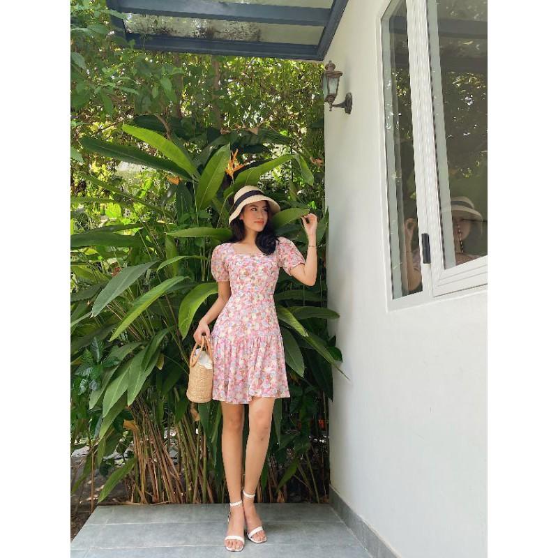 Đầm voan hoa nhí ,đầm hoa xếp tầng ,đầm hoa xinh,đầm dạo phố