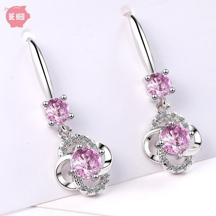 Bông tai nữ hoa 4 cánh - Khuyên tai bạc nữ - Trang sức Bé Heo BHBT449