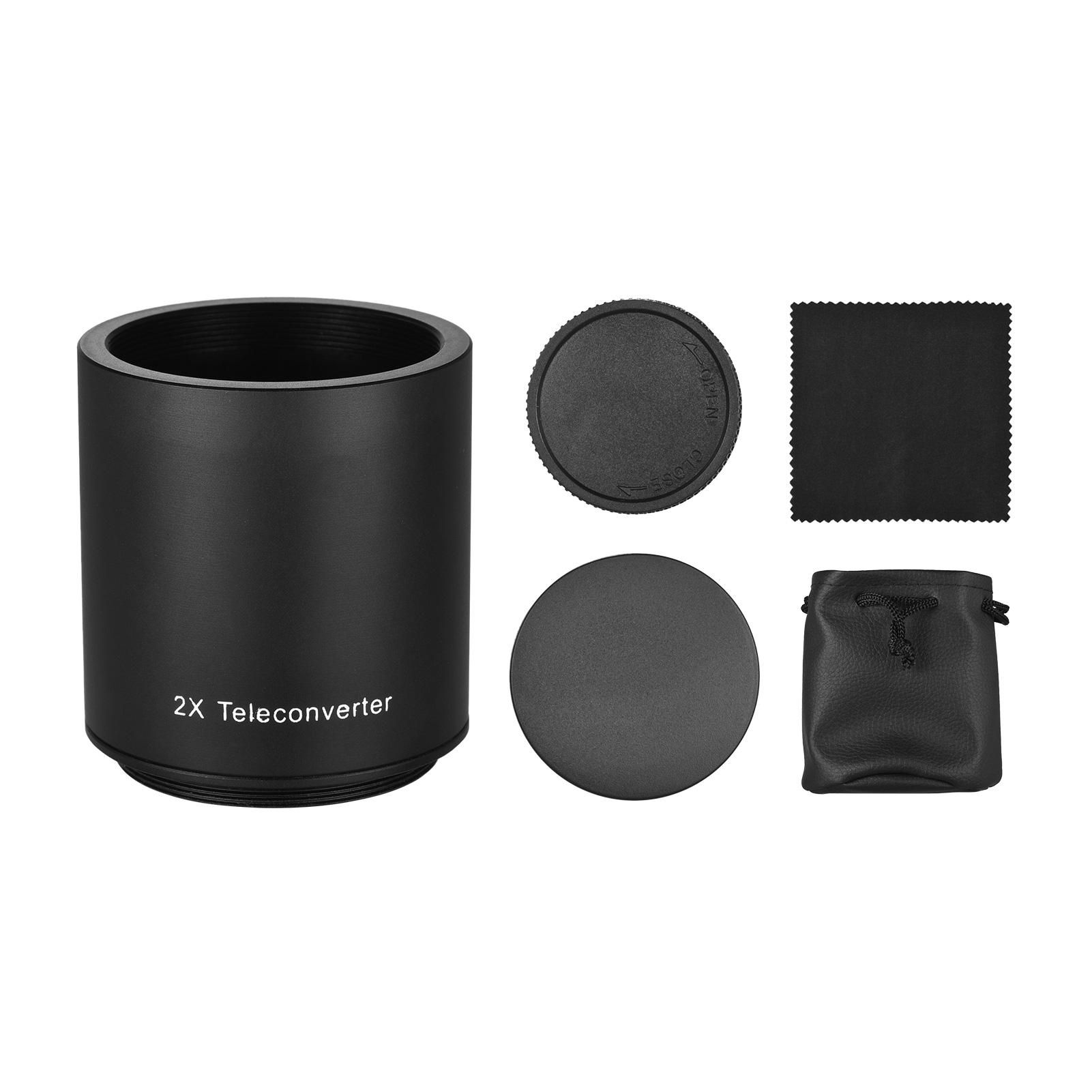 2X Converter Teleconverter Magnification Lens Metal Material with Cleaning Cloth Carry Bag for T-Mount 420-800mm 500mm