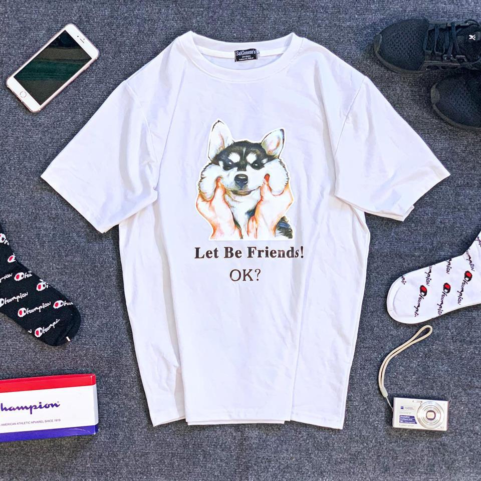 Áo Thun Nam Nữ Chó Husky Tay Lỡ Unisex