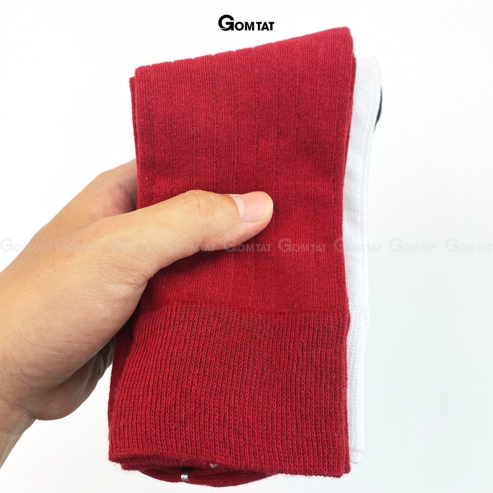 Tất giày tây họa tiết gân chìm màu đỏ, tất cổ cao Nam cao cấp, chất cotton hút ẩm, thoáng khí - GOMTAT-TAYGANCHIM-DO