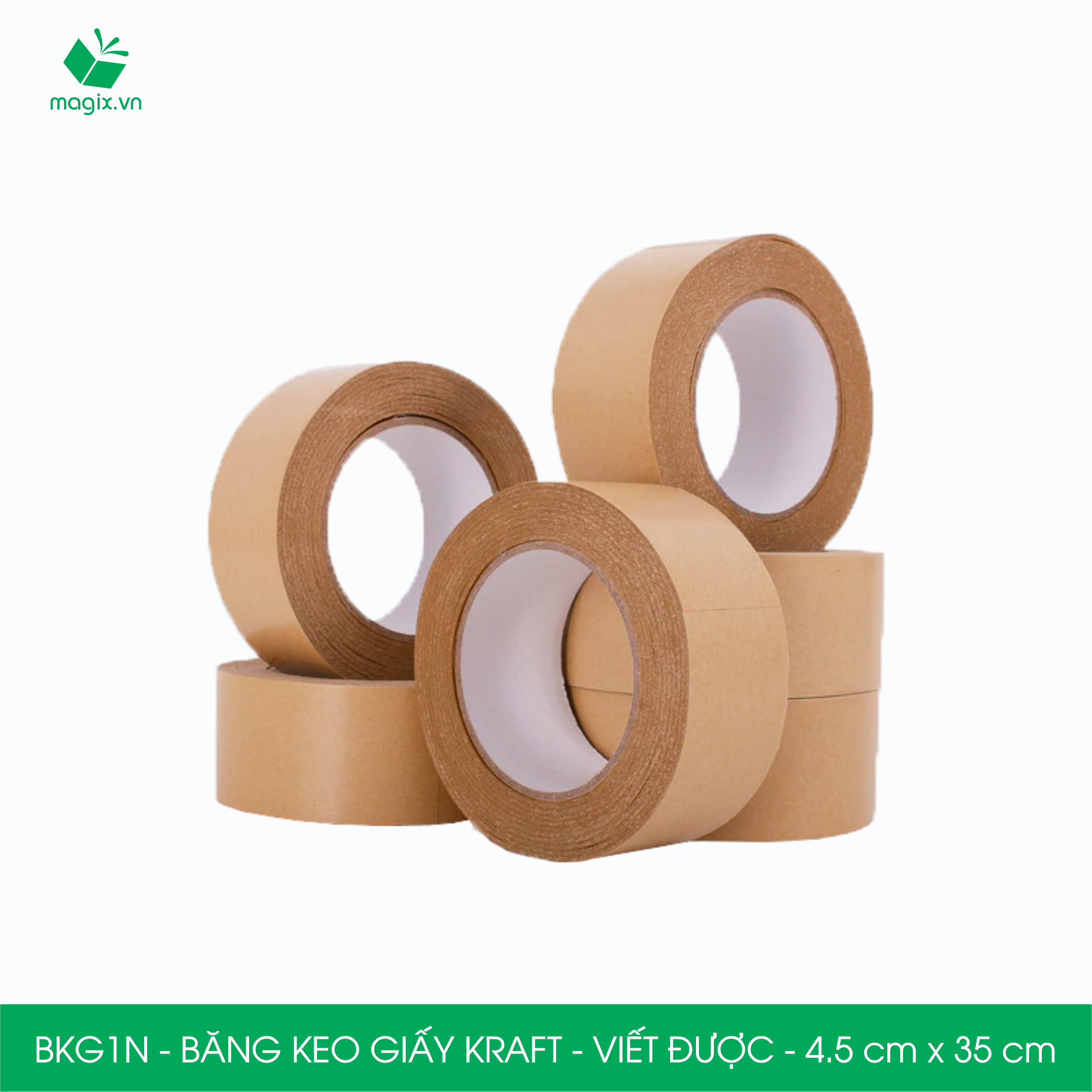 BKG1N - 4.5cm x 35m - 1 cuộn băng keo giấy Kraft da bò mặt nhám viết được - băng dính kraft đóng hàng