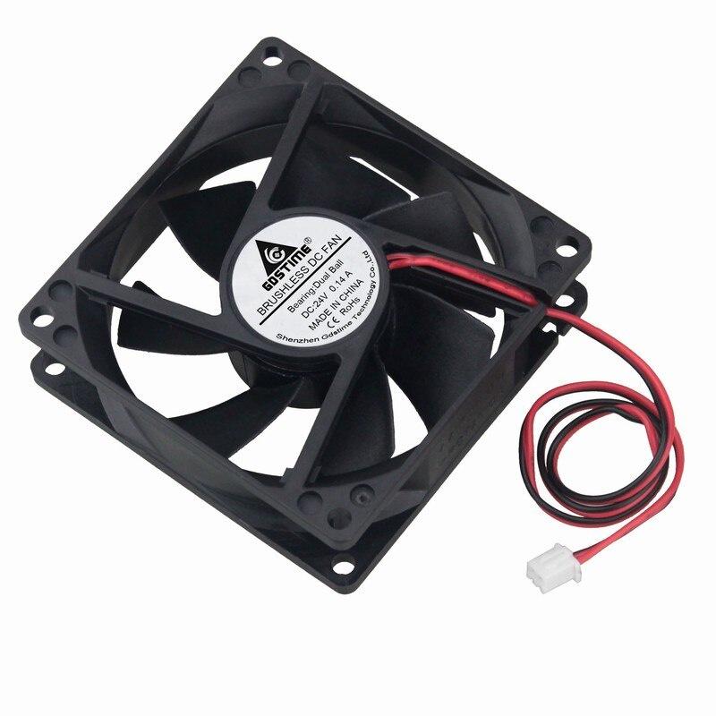Gdstime 1 Piece DC 24V Dual Ball 80mm x 25mm 8cm 2Pin Heatsink Case Cooling Fan 80*80*25mm 8025 PC Brushless Motor Cooler