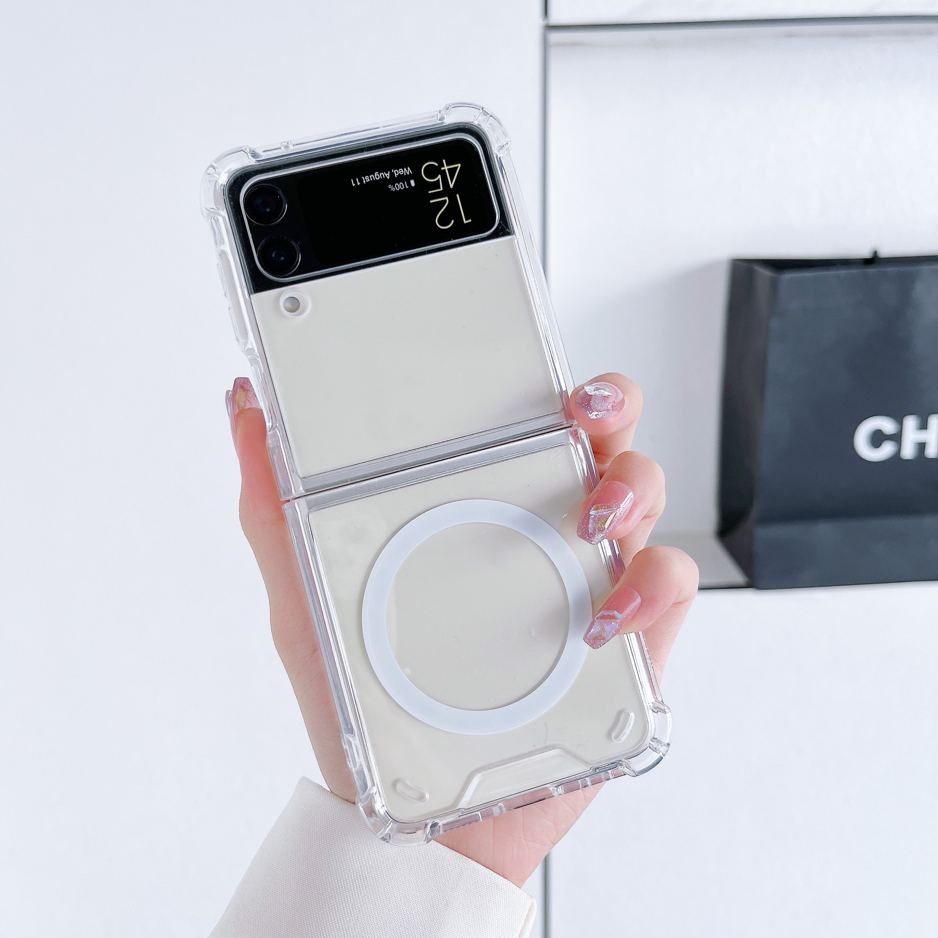 Ốp Lưng Trong Suốt Hỗ Trợ Sạc Từ Tính Dành Cho Samsung Galaxy Z Fold 5 / Z Flip 5, Chống Ố Vàng - Hàng Nhập Khẩu
