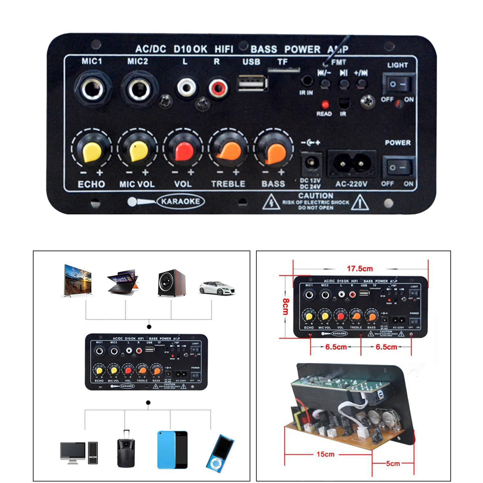 5 Inch 220V Stereo Bluetooth  Bass Power AMP Handsfree USB AUX
