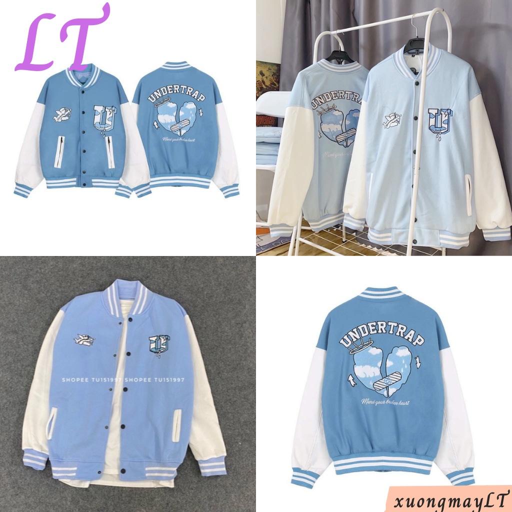 Áo khoác bomber Nỉ UNDERTRAP, Áo bomber Cardigan cài nút Cotton cao cấp form Unisex nam nữ 45-65kg