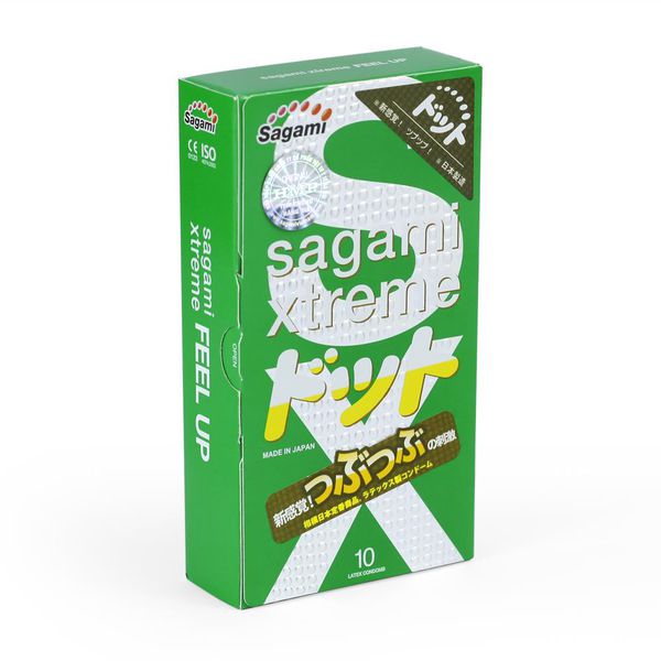 Hình ảnh Bao Gai Nhỏ Sagami Extreme Green Nhật Bản (Hộp 10 Chiếc) - Không Mùi Cao Su - Tặng Kèm Gel Jex - Che Tên Sản Phẩm