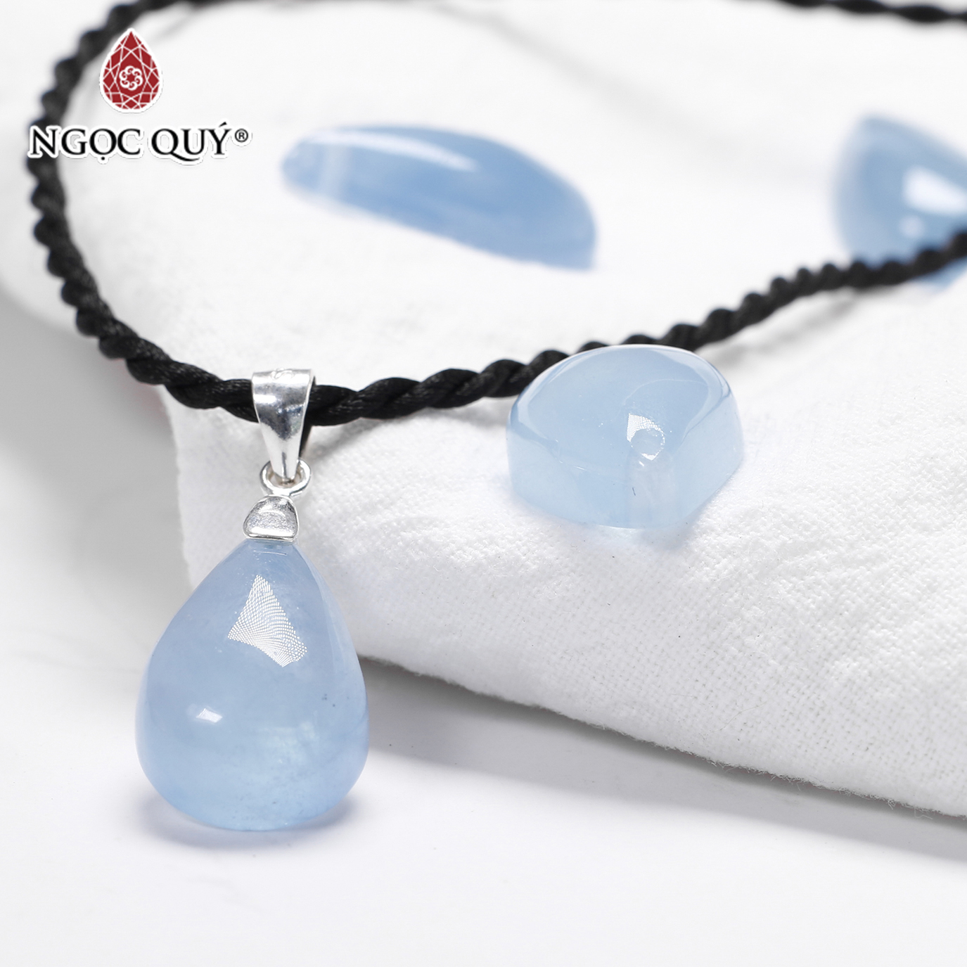 Mặt dây chuyền đá aquamarine giọt nước 18x12x6.5mm mệnh thủy, mộc - Ngọc Quý Gemstones
