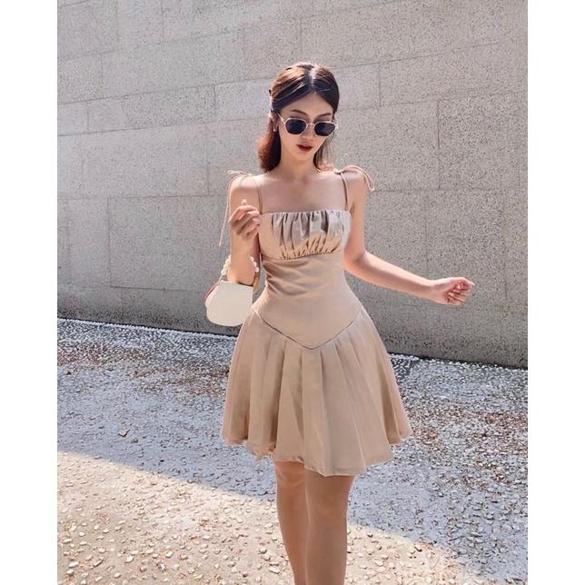 Đầm phi kem rã ngực 2d
