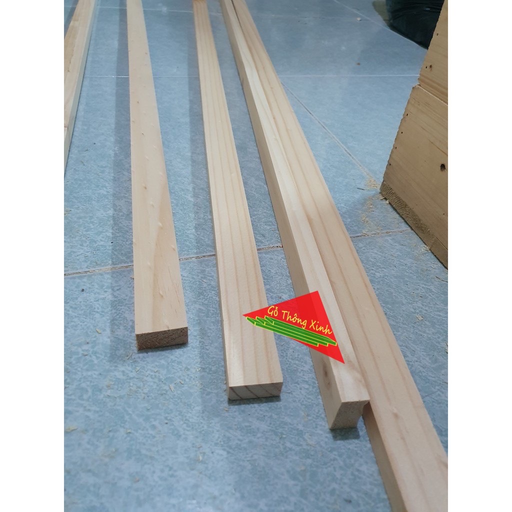 Thanh gỗ thông dài 1m2, rộng 4cm, dày 1.5cm bào láng 4 mặt đẹp dùng làm khung sườn, trang trí, đóng vật dụng