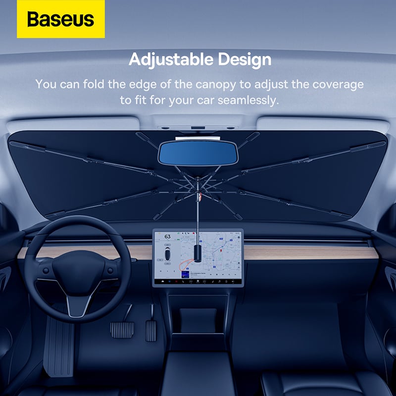 Dù Che Nắng Cửa Kính Trước Có Thể Xếp Lại Dùng Cho Xe Ô Tô Baseus CoolRide Doubled-Layered Windshield Sun Shade Umbrella Pro - Hàng chính hãng