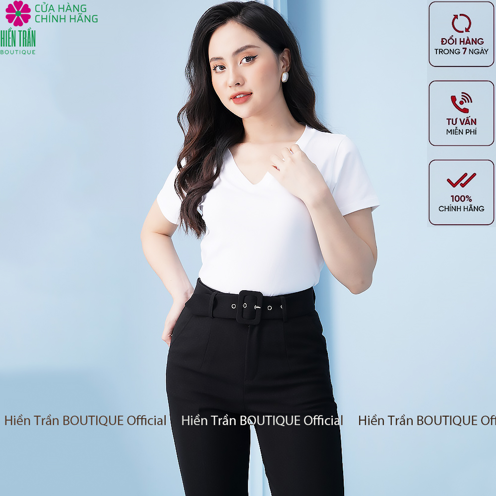 Quần baggy nữ Hiền Trần BOUTIQUE lưng cạp cao đai rời đồ công sở đi học form đẹp màu đen be