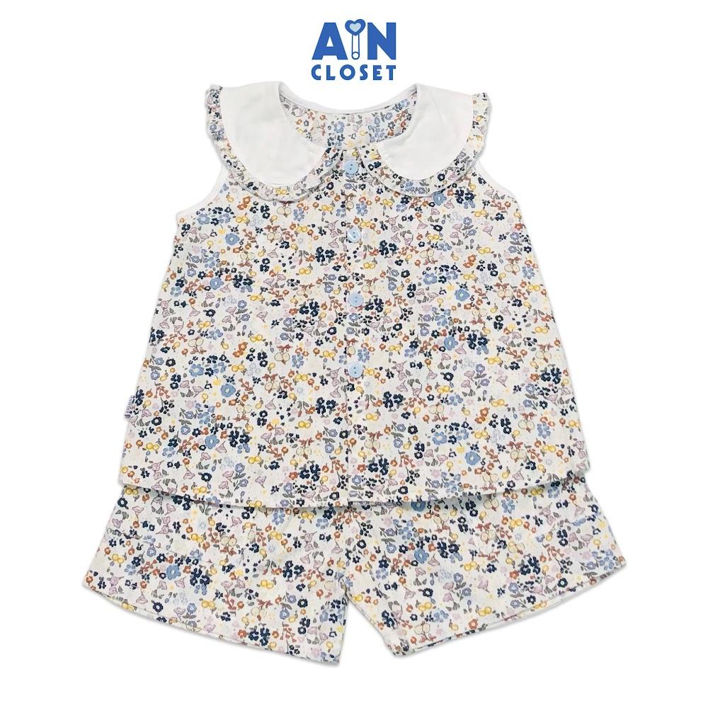 Bộ quần áo ngắn bé gái họa tiết Vườn nhí xanh cotton - AICDBG28UMJC - AIN Closet