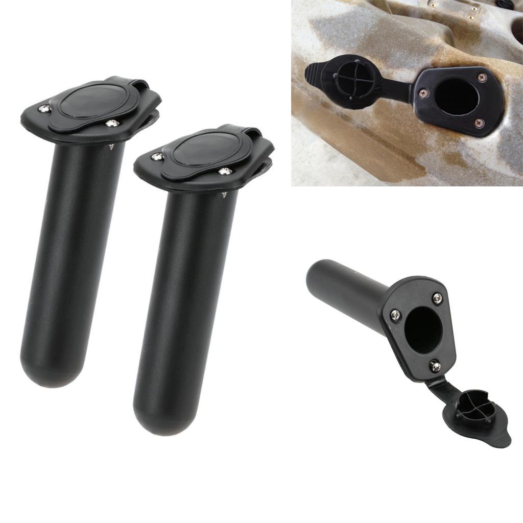 Set 2 Plastic Flush Mount Fishing Boat Rod Holder & Cap Cover for Kayak Pole