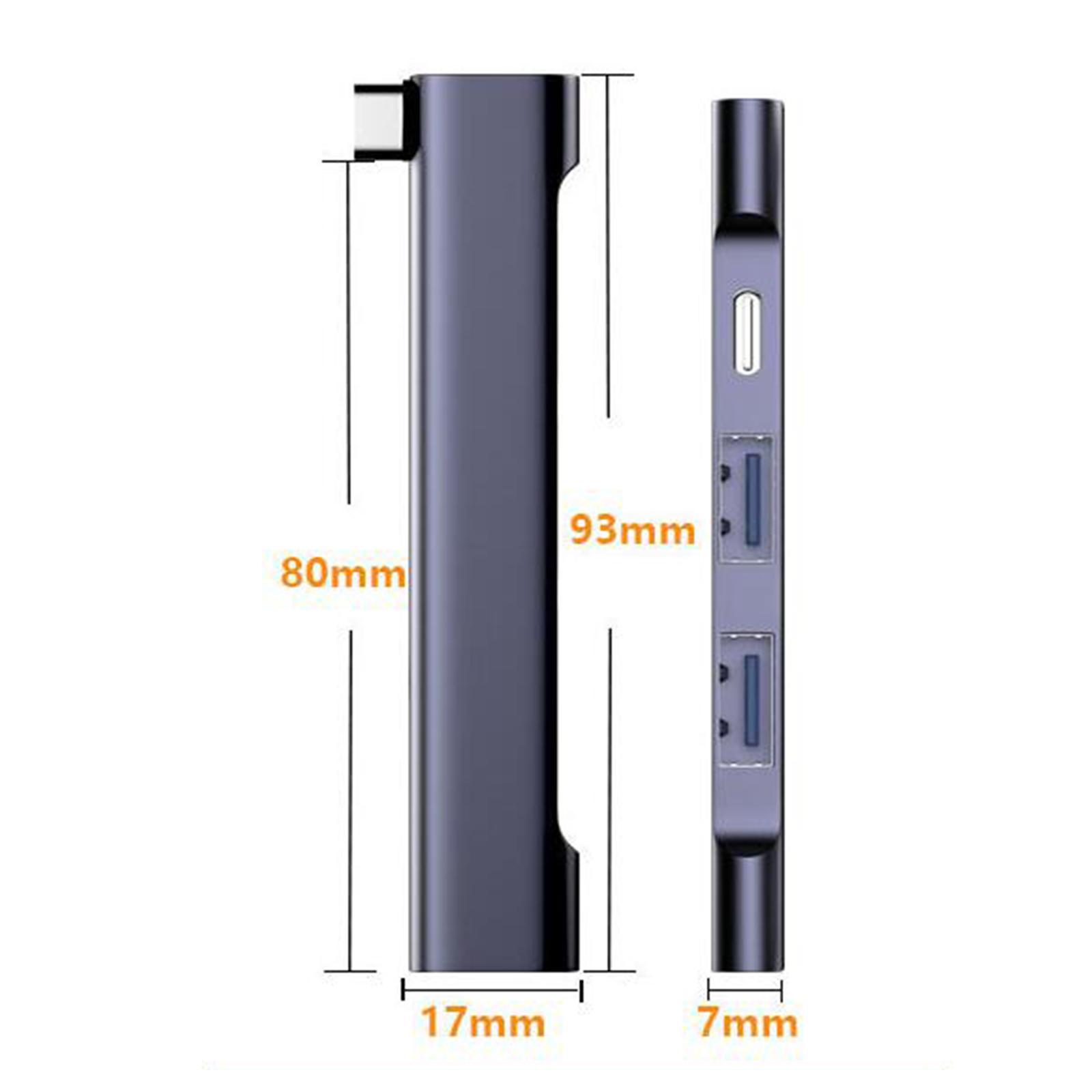 4 Ports USB C Hub Docking Station Portable Travel for Laptop Keyboard PC