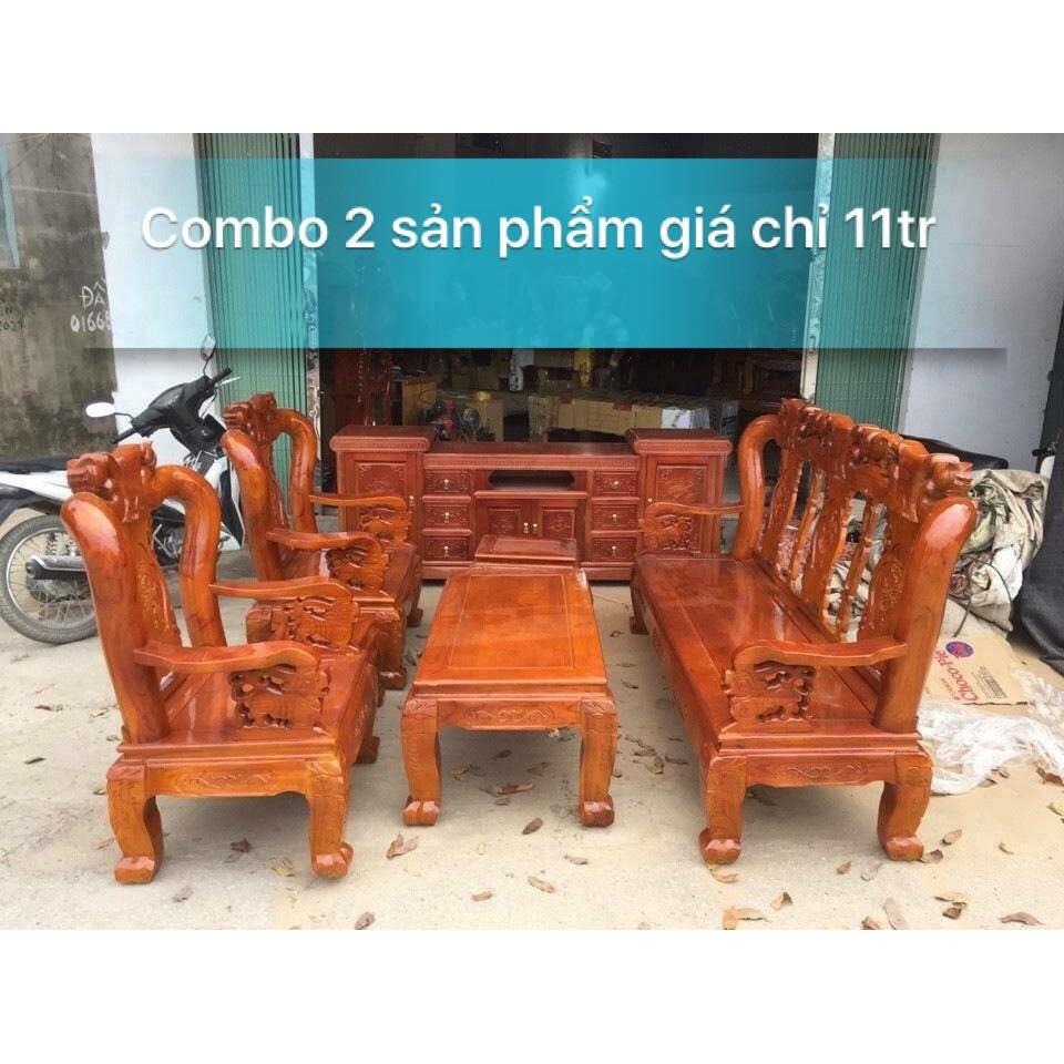 Bộ bàn ghế gỗ phòng khách minh quốc đào gỗ xoan ta