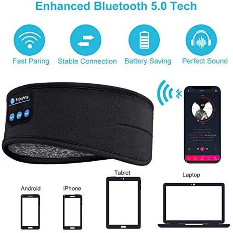 Tai Nghe Ngủ Bluetooth Băng Đô Thể Thao Mỏng Mềm Mại Đàn Hồi Thoải Mái Tai Nghe Nhạc Không Dây Mặt Nạ Ngủ Cho Mắt Ngủ Màu: 002