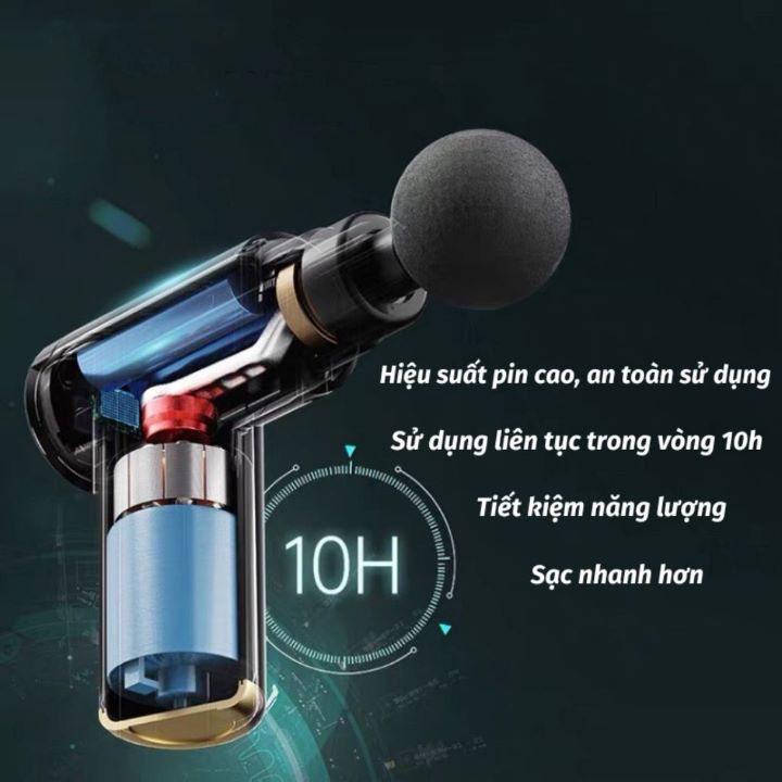 Máy mát xa massage mini đa năng cầm tay 6 chế độ tặng kèm 4 đầu massage