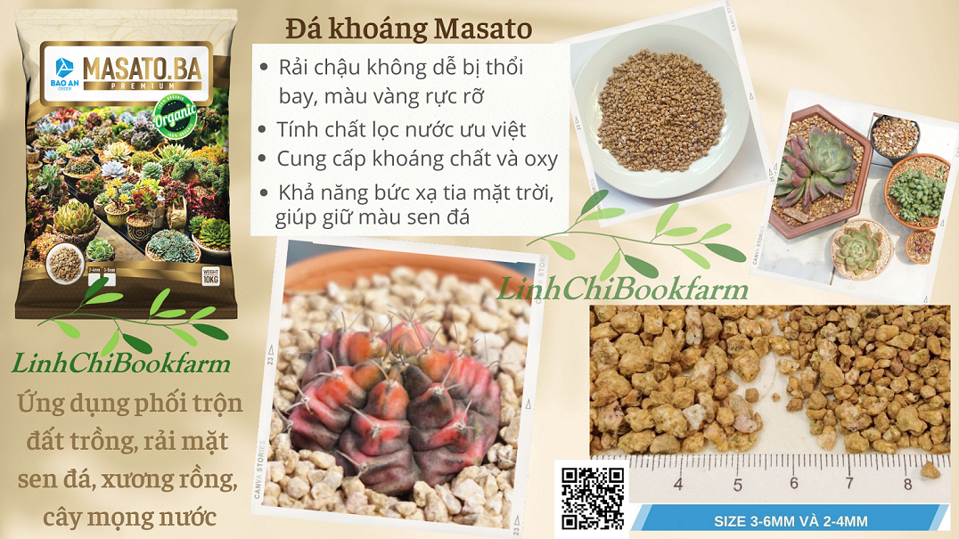 Đá Masato size 3-6mm giá thể trồng sen đá, xương rồng, giữ màu, chống bị úng trong mùa mưa,