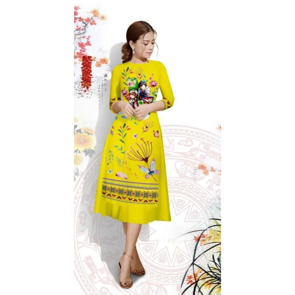 GIÁ XƯỞNG - Áo dài cách tân lụa in 3D