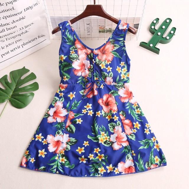 Đồ bơi nữ Bikini 1 mảnh liền thân tặng kèm quần đùi giấu bụng áo tắm một mảnh người béo QC005 - Hoa cam,4XL
