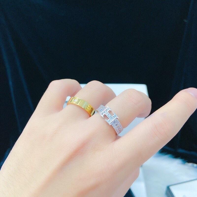 Nhẫn chữ H xi bạch kim siêu sáng siêu bền Kami