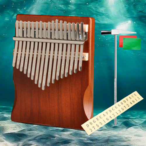 Đàn kalimba 17 phím MYRON-M17 cho bạn mới tập chơi tặng búa chỉnh âm  , giấy dán màu, giấy dán nốt , 25 bài tab kalimba, 1 sách hướng dẫn chơi đàn kalimba