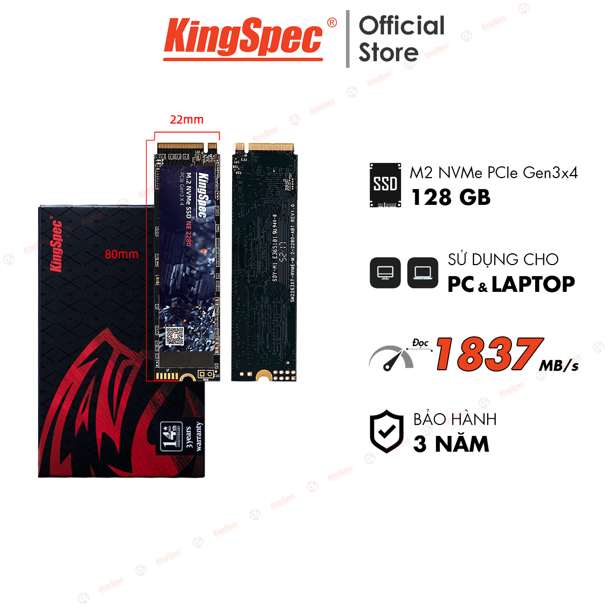 Ổ cứng SSD KingSpec M2 PCIe NVMe | NE - Hàng Chính Hãng