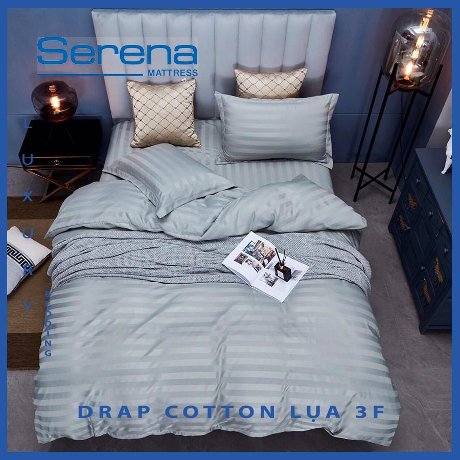 Bộ Chăn Ga Gối Cotton Lụa 5 Món Cao Cấp SERENA Bộ Drap Lụa 3F Mát Chăn Mùa Hè Đẹp - Hệ Thống Nệm