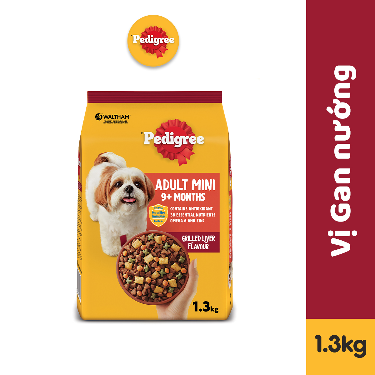 Thức ăn chó Mini Pedigree vị gan nướng túi 1.3kg