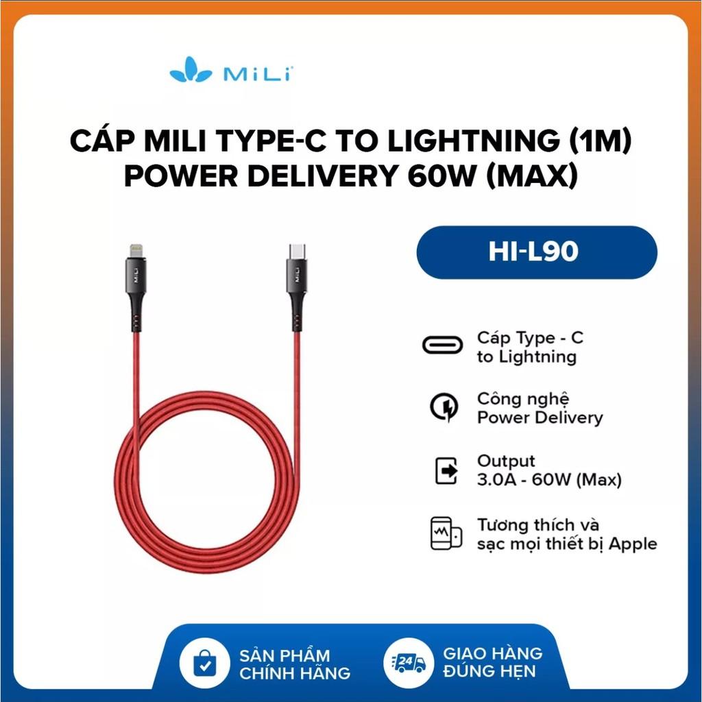 Cáp Mili (1m) l Power Delivery 60W (Max) l Chứng nhận MFI l HI-L90 - Hàng Chính Hãng