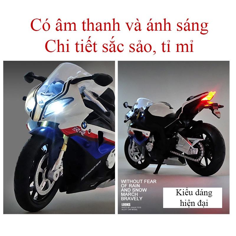 Mô hình xe mô tô BMW S1000rr bằng hợp kim nguyên khối có nhạc và đèn tỷ lệ 1:12