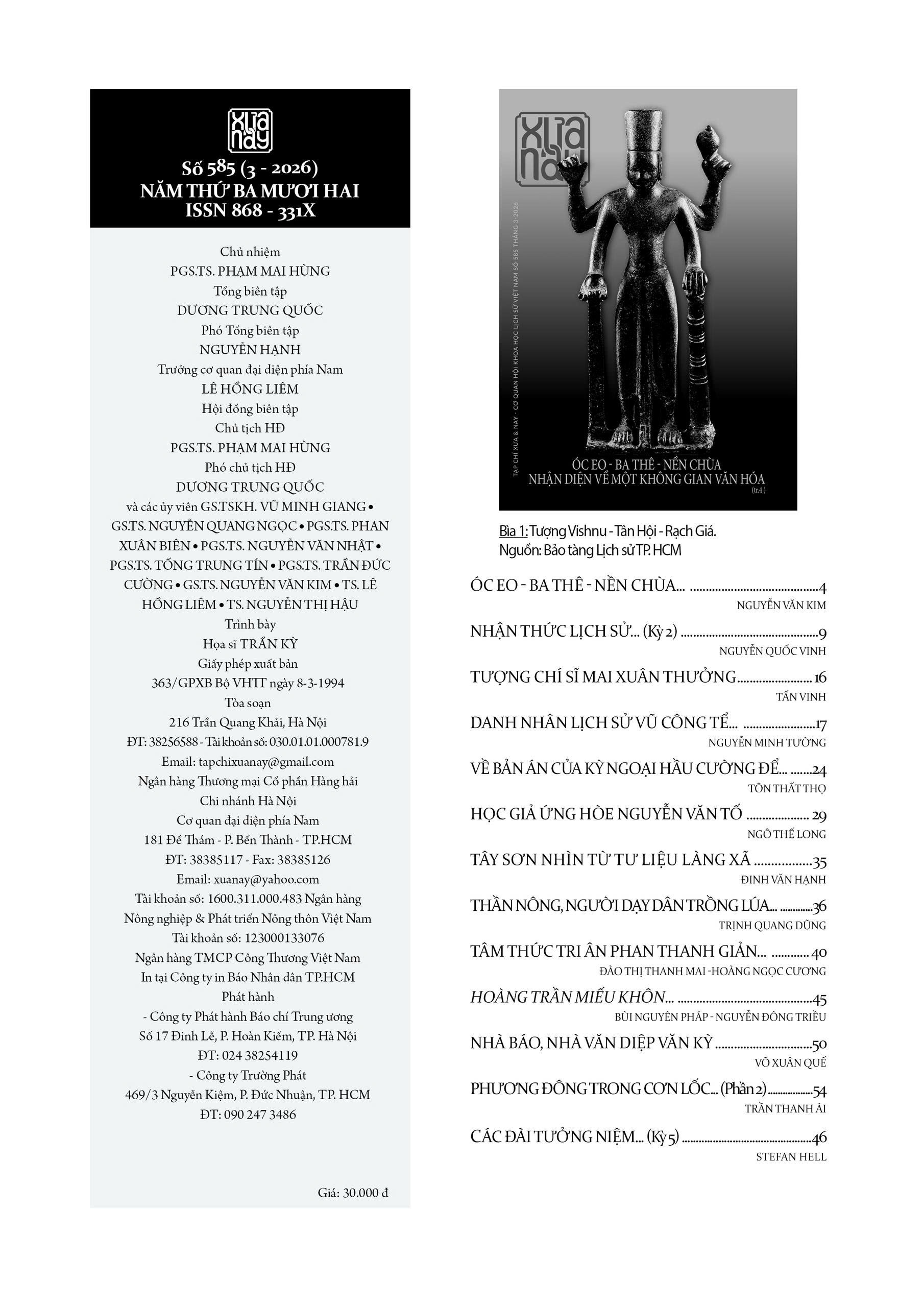 (Tháng 3/2026) TẠP CHÍ XƯA &amp; NAY - Nhiều tác giả - Cơ quan Hội Khoa học Lịch sử Việt Nam