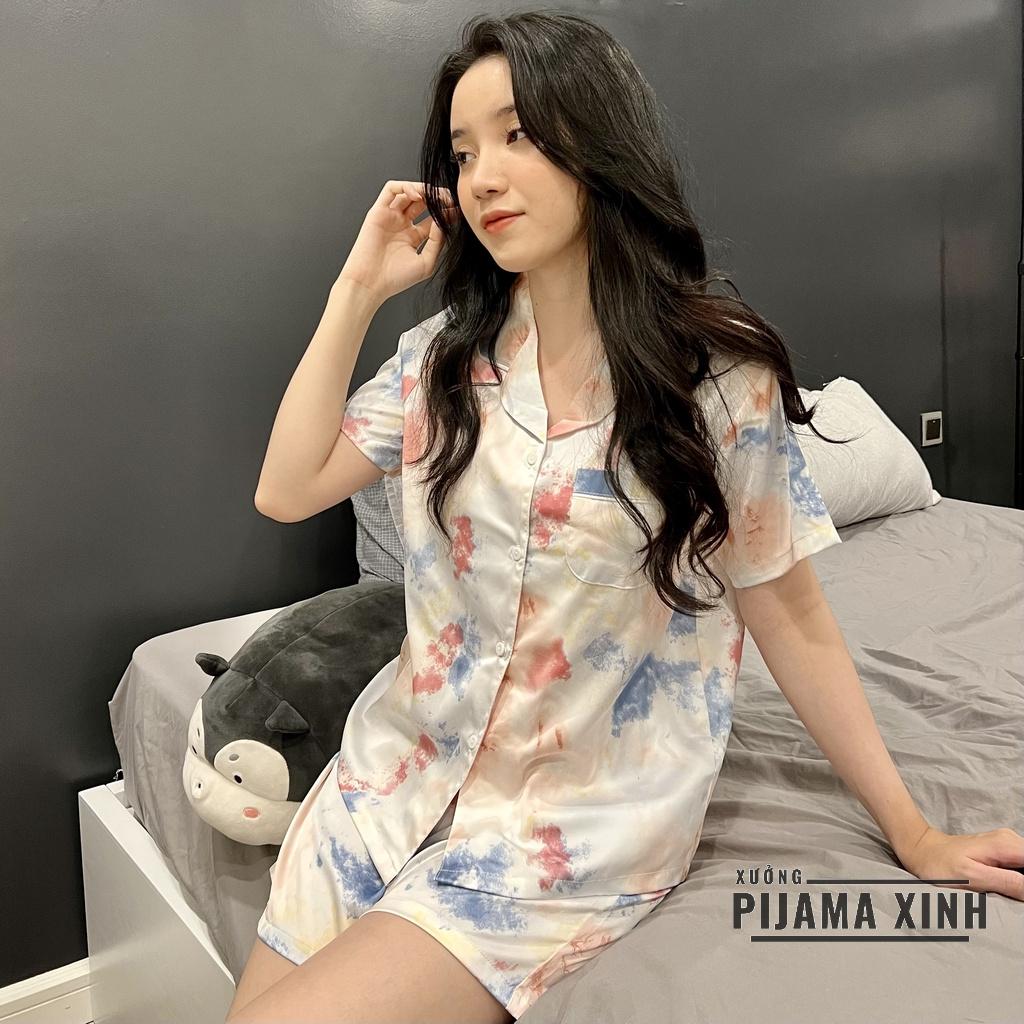ĐỒ BỘ NỮ - PIJAMA HÀNG THIẾT KẾ Bộ Mặc Nhà Chất Lụa Latin Họa Tiết Vải Cao Cấp Mềm Mịn