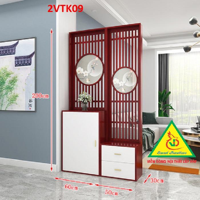 Tủ kệ trang trí kiêm vách ngăn phòng khách , nhà bếp 2VTK09- Nội thất lắp ráp Viendong Adv