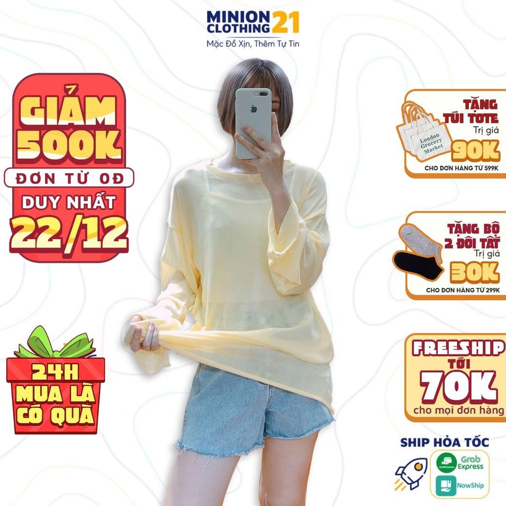 Áo thun xuyên thấu dài tay Minion Clothing form rộng, dáng Unisex phong cách Ulzzang, thời trang Streetwear A1942