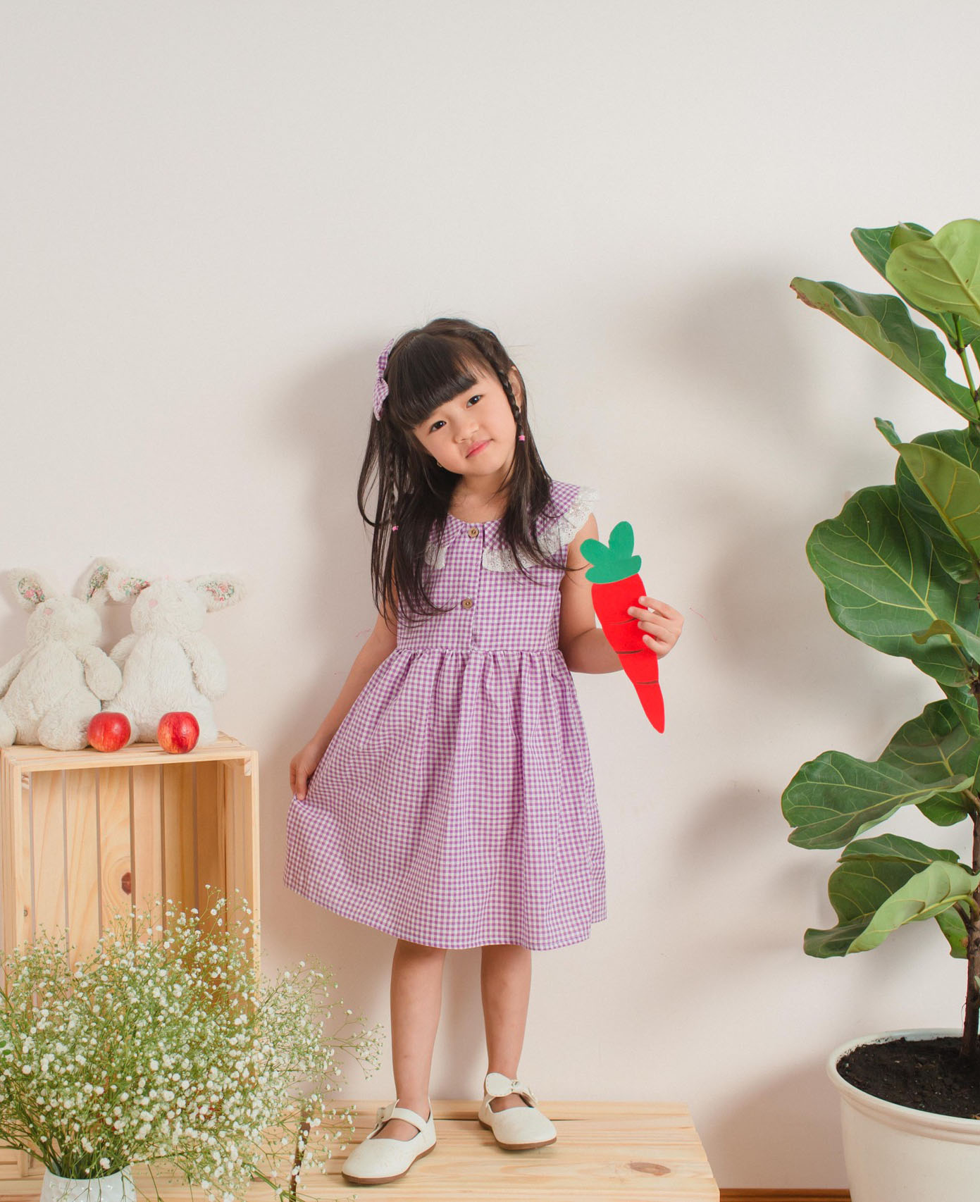 Đầm Xoè Caro Dành Cho Bé Từ 1 Đến 6 Tuổi